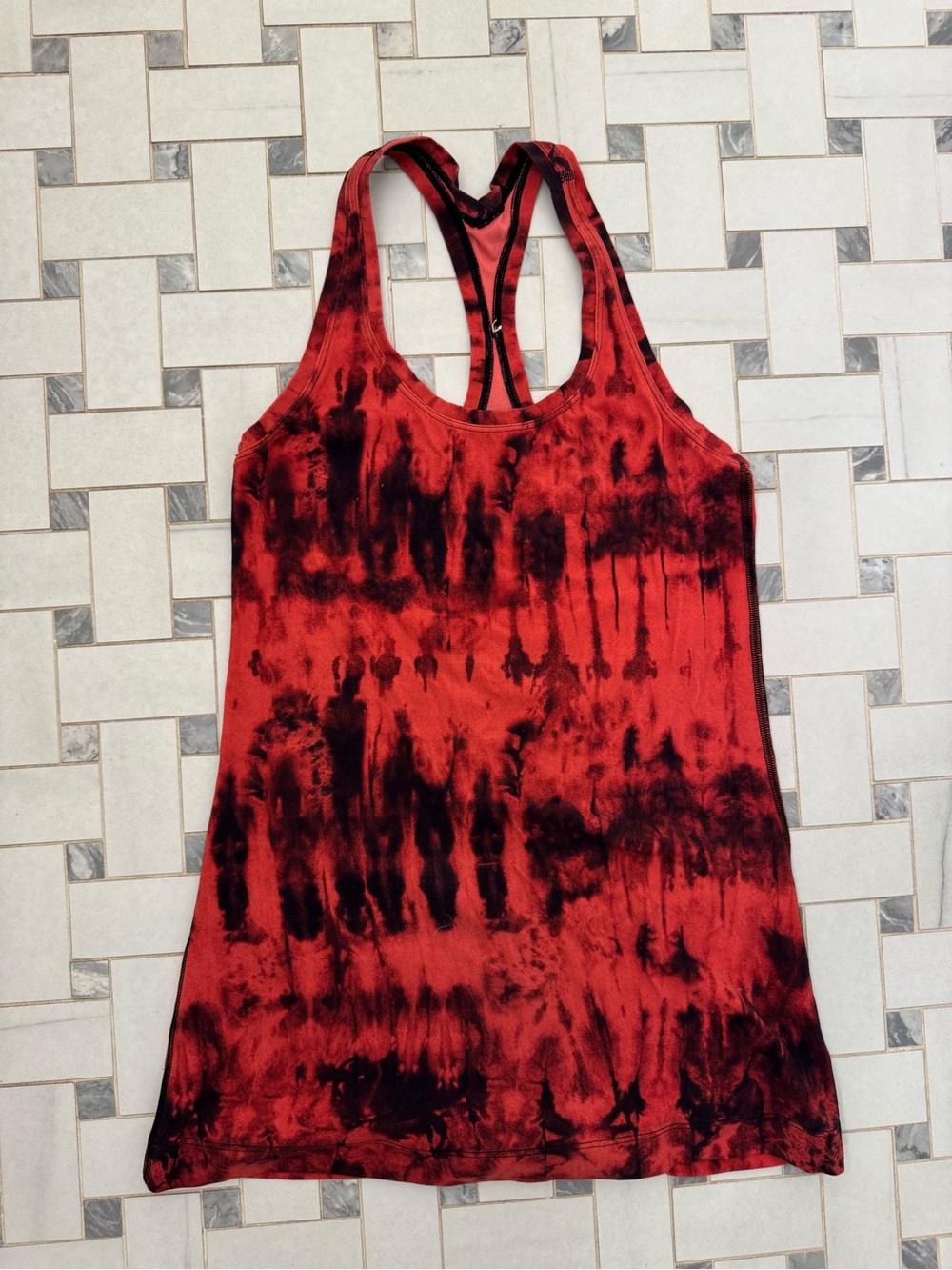 lululemon athletica Red and Black Tie-Dye Racerback Tank Top